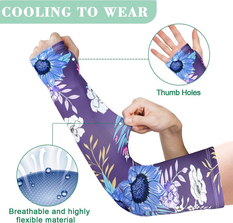 Mukum 4 Pairs Gardening Sleeves Anti-Slip Arm Protection with Thumb Hole Sun Sleeve Cooling Arm Sleeves for Women Men Outdoor - Image 4